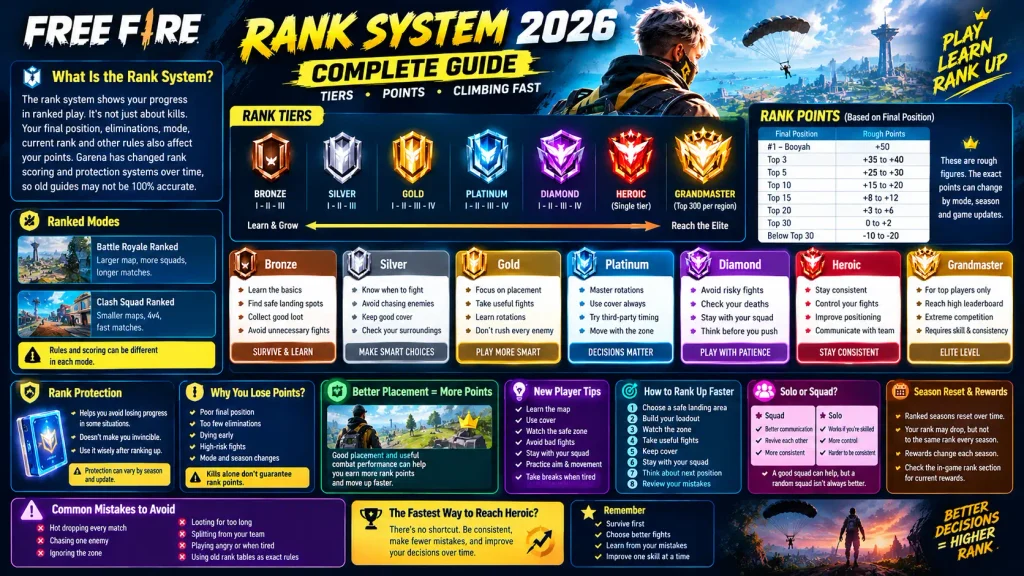 Free Fire Rank System 2026 Step by Step Guide Of Tiers, Points and Climbing Fast